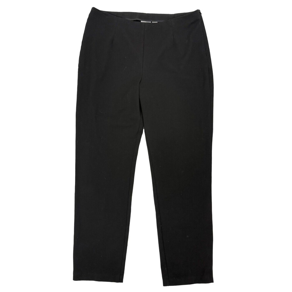 CHICO’S Straight Tapered Ankle Side Zip Twill Pants 2.5 (L 14) Reg Black EUC B88